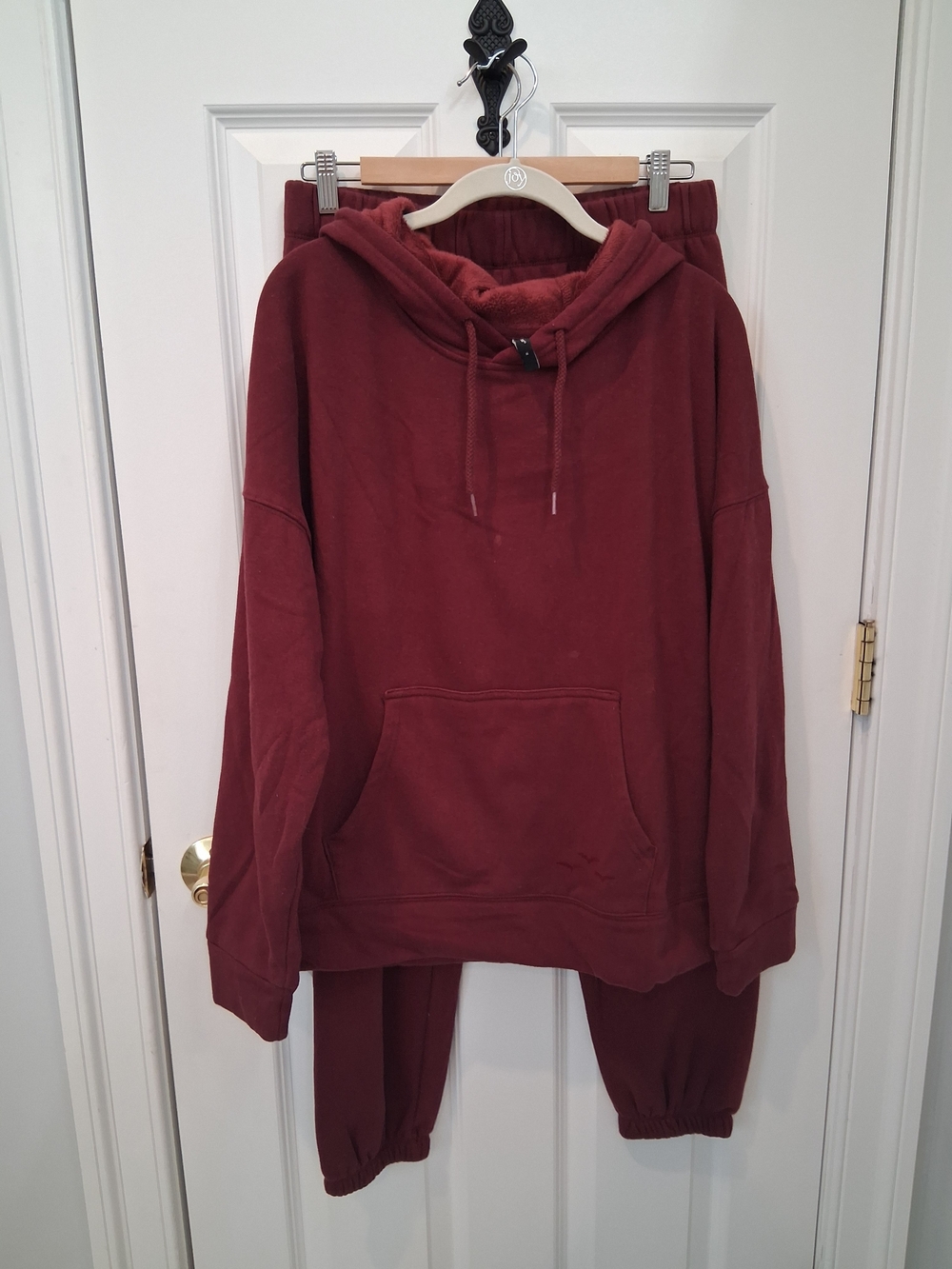 Lazypants Women's Cozy Maroon Track Pants & Hoodie Set